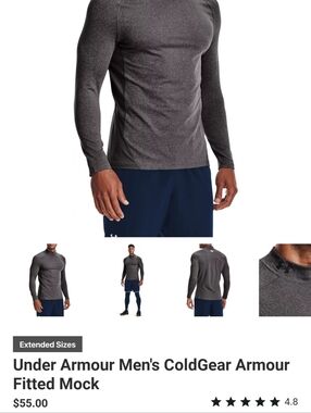 Under Armour Long Sleeve ColdGear Fitted Mock - Charcoal Gray